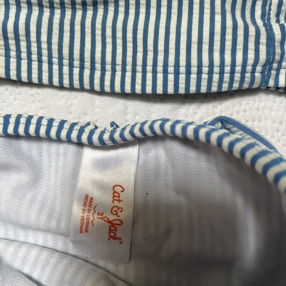 Cat & Jack Seersucker Tankini Swim Suit Size 2T